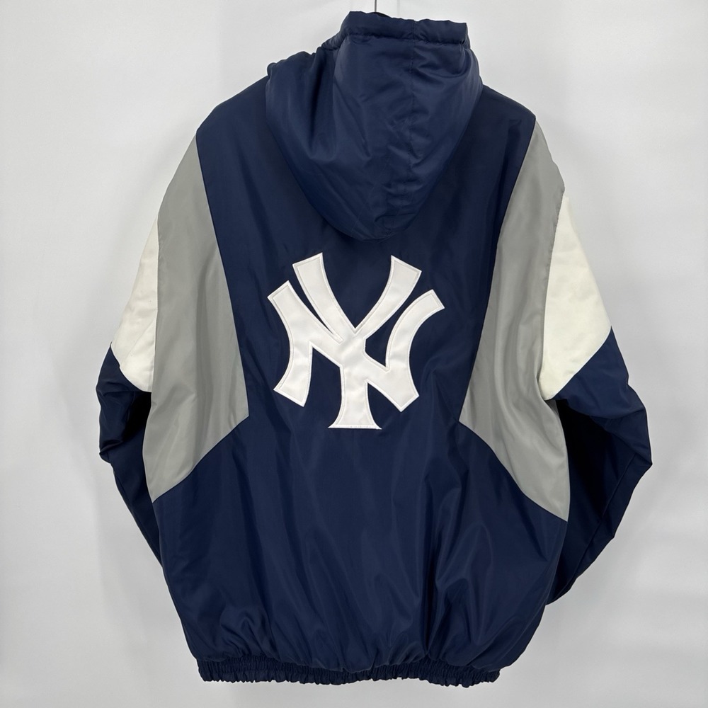 Majestic NY‎ Yankees 1/2 Zip Big Logo VTG Pullover Coat With Hood Exceptional XL - Picture 15 of 15